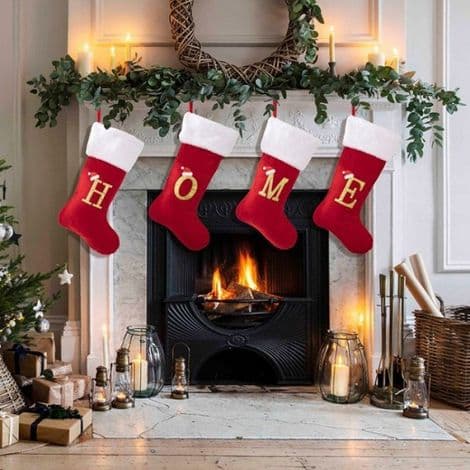 Julstrumpa - Sammet - 45 x 26 cm - Festlig Inomhusdekoration - 1 Styck