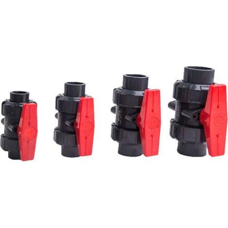 Dobbel unionventil, kuleventil, SPH kuleventil, 63 mm diameter PVC kuleventil