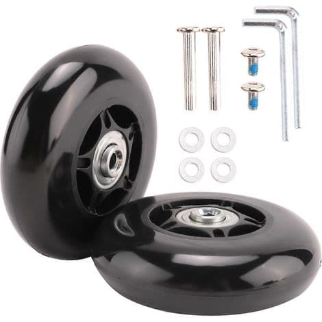Sett med 2 erstatningshjul til koffert, 80 mm ytre diameter