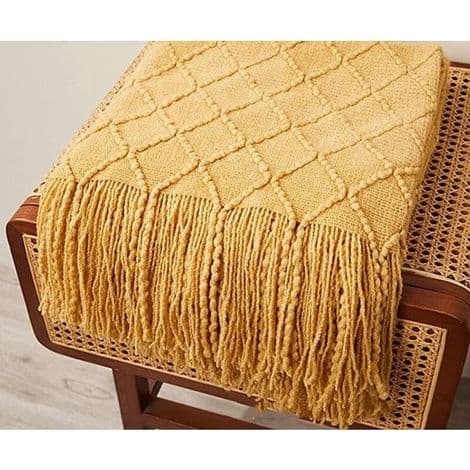 Strikket Sofateppe, Lite Sofateppe, Mykt Ullstrikket Teppe, Klimaanleggteppe, Bilteppe for Sofa, Kontor, Bil, Sjeselong, Seng, 127x172cm