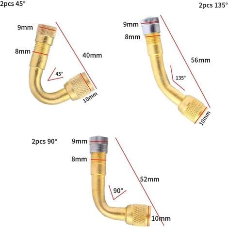 6 Stykker Dækventilforlænger 45° 90° 135° Dækventiladapter, Dækventil Albueforlænger, Luftdækventilforlænger, Albueforlængerfitting til Bil M