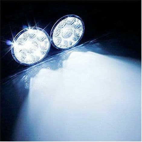 Universell rund 9-LED tåkelys (hvitt lys), 12V, 4.5W, bil tåkelys, 2-pakning