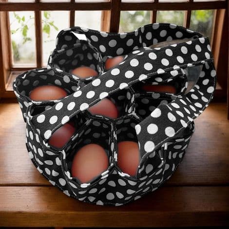 Mini stoff eggkurv, samlekurv, hønseeggkurv for innsamling av egg – 1 eggsamlekurv med 9 poser for hønse-, and- og vaktel-egg