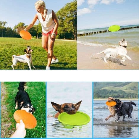 Sæt med 2 hundefrisbees - Mellemgrøn (18 cm) + Mellemorange (18 cm)