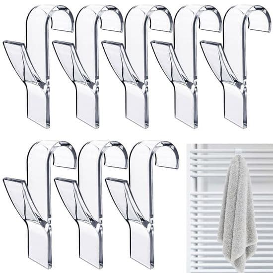 Sett med 8 radiator kroker - hvit/transparent, avtakbar, for rør ≤2,5 cm