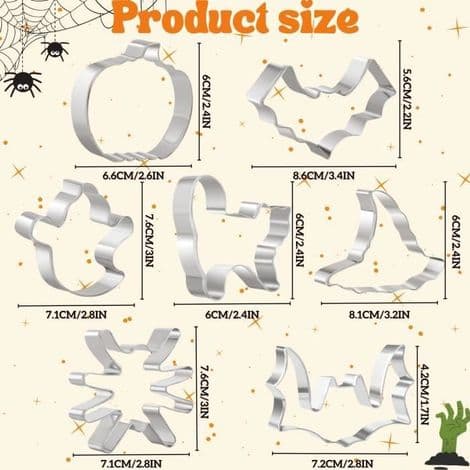 Kakeformer - Halloween - Sett med 7 - Rustfritt stål - Tåler oppvaskmaskin - Kakepynt