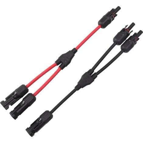 MC4 Y-stik 1 til 2, 1000V 30A IP67, Vandtæt Rødt/Sort PV-kabel til solcellepaneler, pakke med 2