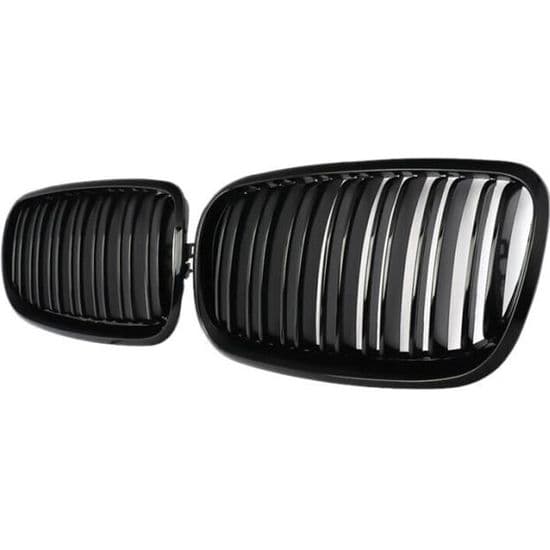 X5 X6 Grill, Dobbelt Nyregrill Front til 2007-2013 BMW X5 E70 X6 E71 (Blank Sort ABS Grill, Sæt af 2)