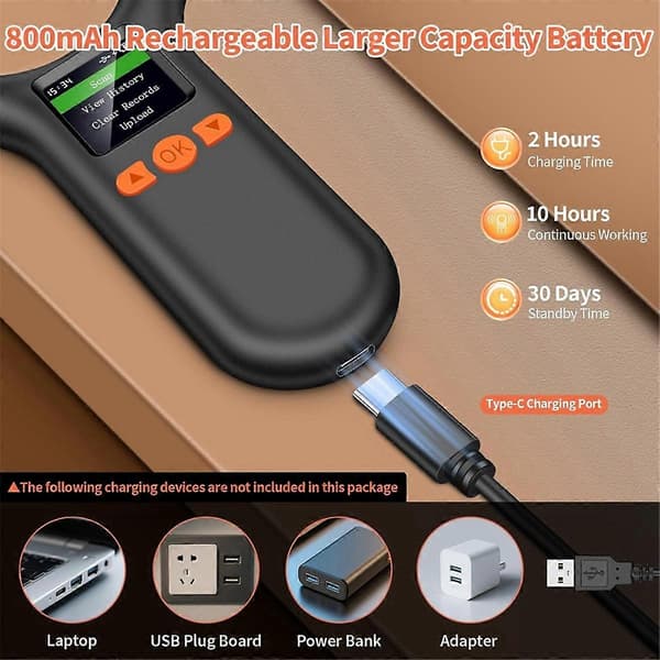 Kæledyrsscanner, RFID EMID Micro-Chip Læser 500 Lagerposter, 15 Cifret Kæledyrschip Scanner til Hund/Kat/Gris/Dyr