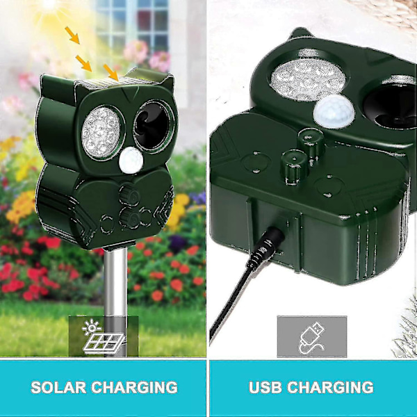Ultraljuds Kattskrämma, Solar Kattskrämma, Soldriven Ultraljuds Mullvadsskrämma, 5 Frekvensjusterbar Vattentät Ip66 Solar Anti Orm, För Myror