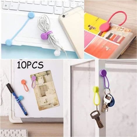 Magnetiske kabelbindere - Silikone kabelclips - 10 stk.