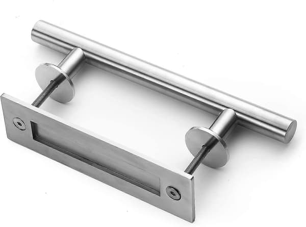 Rustfrit stål skydedørshåndtag træk og plan sæt træ skabsdør to-sidet håndtag hardware