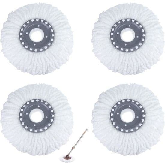 4-pak mikrofiber moppehoveder, udskiftelige runde moppehoveder til 360° roterende mopper