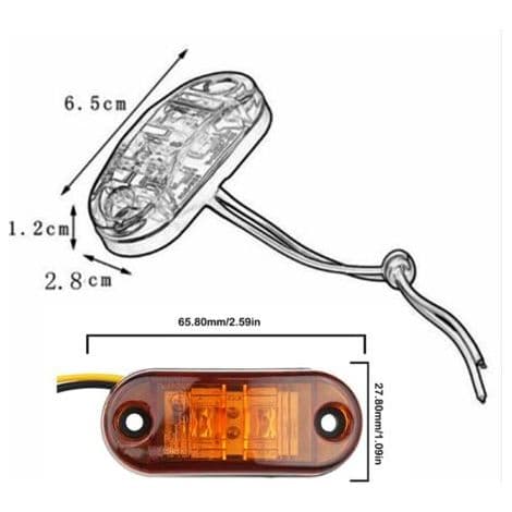 10 x 2 LED sidemarkeringslys 12/24V LED trailer sidemarkeringslys sideadvarselslys gult lys til lastbil autocamper campingvogn