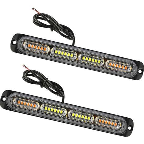 24 LED Nødblinklysbar for lastebiler og biler (2 stk - hvit)