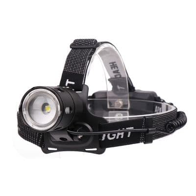 Oppladbar LED-hodelykt - Vanntett, zoombar, 3 moduser (løping, camping, fiske)