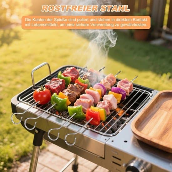 20 grillspyd i rustfrit stål - 30 cm - Genanvendelige - spyd, velegnede til rotisseri, ovne og airfryere - til spyd - Satay-pinde -