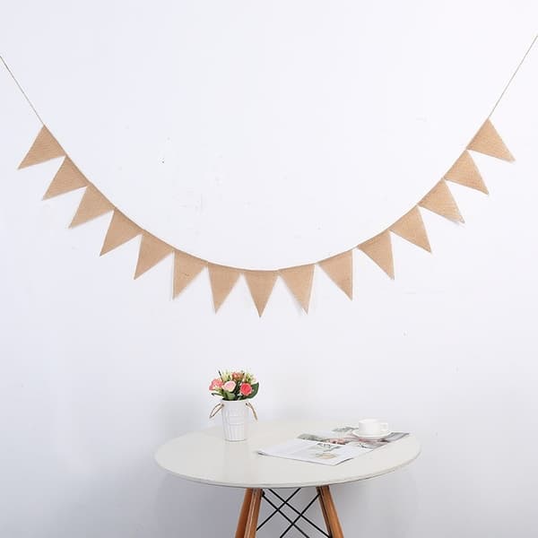 Jutevimpel – 10 meter / 48 flagg – Hessian vimpelbanner for bursdagsfester, jul og bryllup