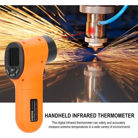 Bærbart Berøringsfrit Infrarødt Digitalt Termometer Pyrometer Akvarium LCD Laser Udendørs Termometer Industriel Termometer -50℃ - 550℃, Orange