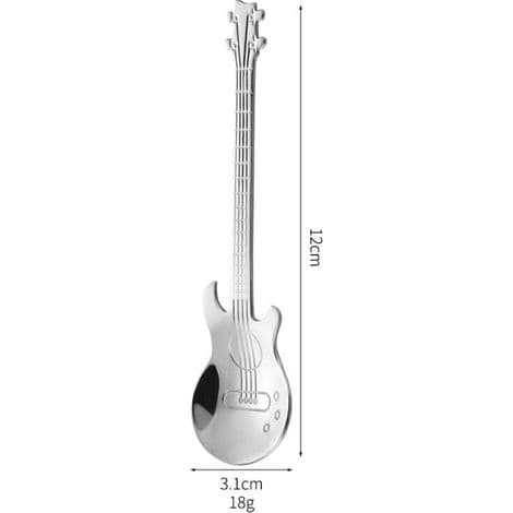 Sæt med 4 guitarformede kaffeskeer, 304 rustfrit stål dessertskeer, mini røreskeer til te, mælk, desserter, drinks, is, milkshakes