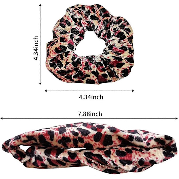 10 st Leopard Scrunchies för kvinnor Sammet Cheetah Mönster Scrunchie Elastiskt Hår