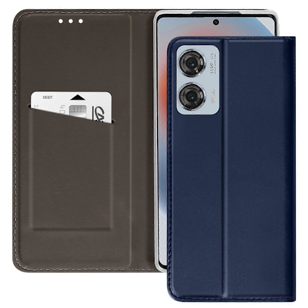 Fodral för Motorola Edge 50 Fusion Magnetiskt Clamshell Kortfodral, Mörkblå