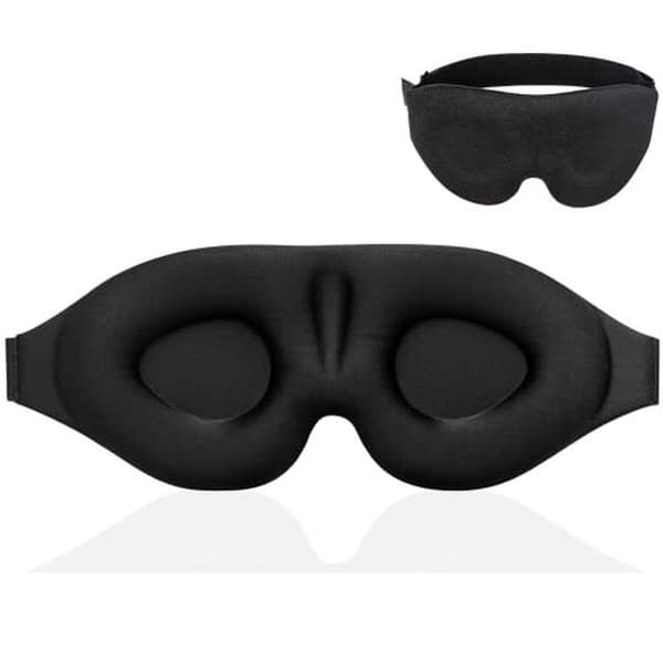 Komfortabel 3D-sovemaske med 100 % mørklægning, sort