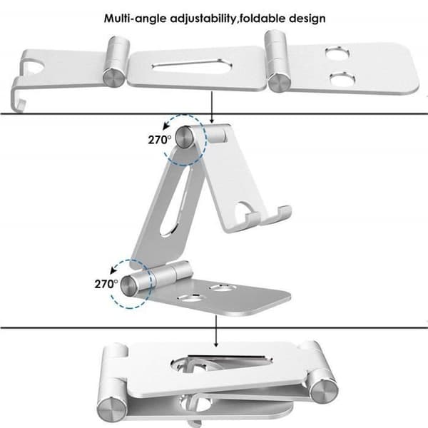 Telefonholder, Tablet-holder, Dockingstation til mobiltelefoner og andre smartphones - Aluminium - Sølv