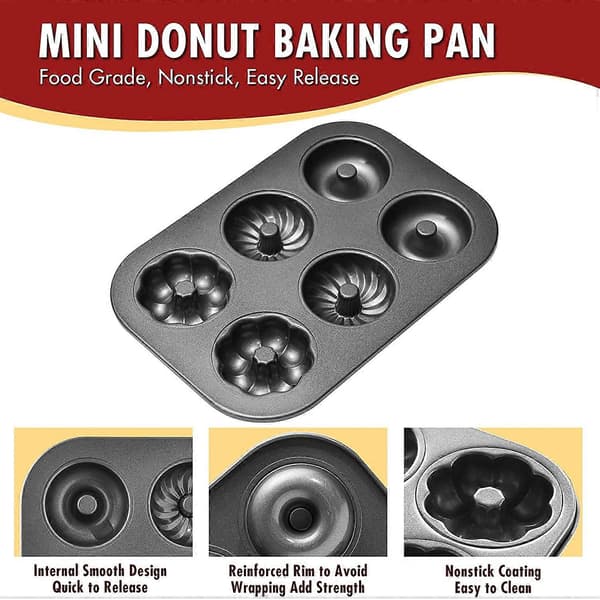 Donutbageform til bagning 6-kops 2-pak sort 27,4 cm * 19 cm