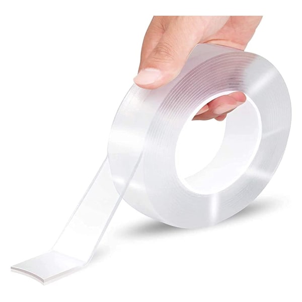 Nano Dubbelhäftande Tejp, Tvättbar Stark Klister Stark för Matta Fotoram Affisch Dekor, Hållbar Spårlös Inga Rester (5 Meter, transparent)