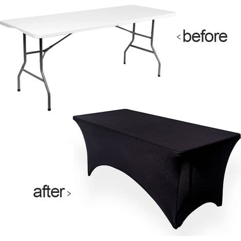 Sort strækdug, 152x76x76 cm (5FT), til arrangementer