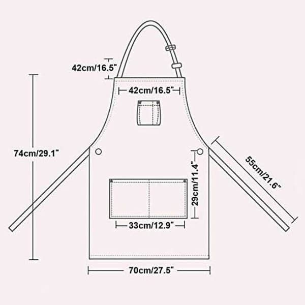 Unisex denimforklæder med lommer. Justerbart denimkøkkenforklæde med 3 lommer til kvinder og mænd. Køkken (Blå)