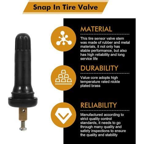 4 stk dekktrykksensorventil for TPMS-ventil trykksensor, eksplosjonssikker gummiventilstamme for bil