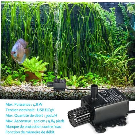 Mini USB DC5V 4.8W 300L/H 300cm Borstlös Lyftvattenpump