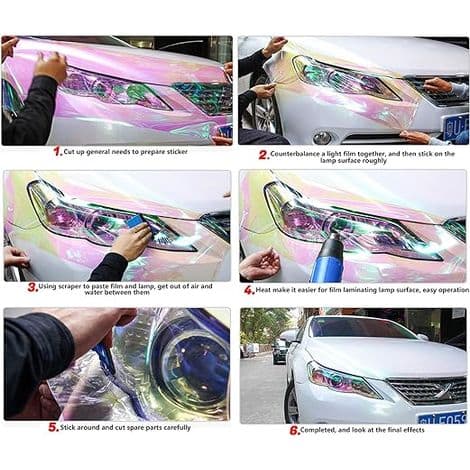 Selvklæbende vinylfilm til billygter - 30 x 120 cm - Transparent kamæleonfarve