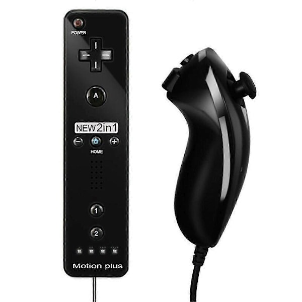 Apply 2 i 1 Fjärrkontroll & Nunchuck Handkontroll Fjärrkontroll Gamepad för Konsol Joystick Joypad Svart