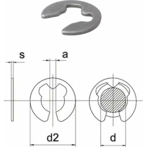 Extern låsring, stålfjäder, DIN 6799, form E, Ø12 mm, 10-pack, transmissionsaxel - ULISEM