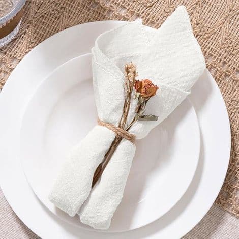 Sæt med 6 vaskbare linnedservietter til bryllupper, babyshower eller særlige begivenheder.