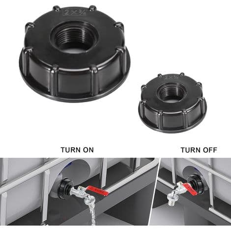 2-delt IBC-adapterhætte S60x6 - 3/4 tommer IBC-tankforbindelse - IBC-adapterhætte S60x6 til 1000 liter 3/4 tommer tanke
