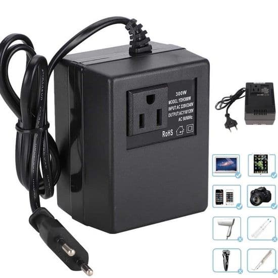 Spenningsomformer - 300W - AC 220V til 110V - EU-adapter - Kompakt og lett