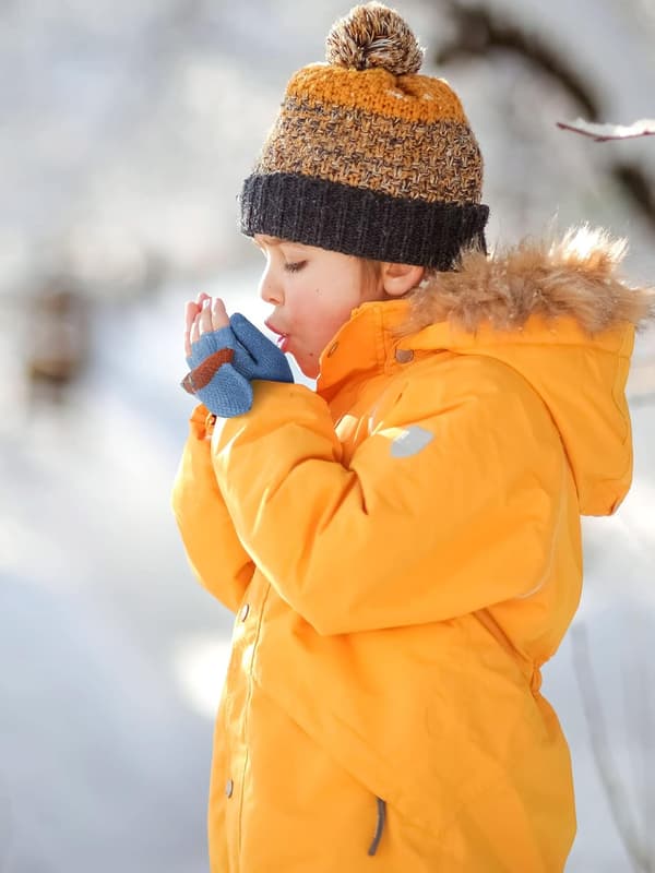 Par barn gutter fingerløse hansker konvertible flip top vintervarme strikkede halvfingerhansker for 5-12 år (blå, lysegrå)