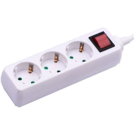 Adaptere og stikkontakter - 3-veis bryter - Forlengelseskontakt - IP20 - Hvit - 5m ledning