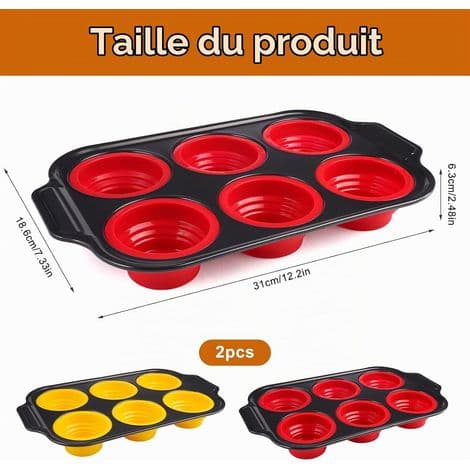 2-delad silikonmuffinsform, 6-håls silikonmuffinsform