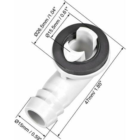 Albueforbindelsesfitting til afløbsslange til klimaanlæg - 15 mm - Mini-Split-enheder og vindues-AC-enhedsdele - 3 stk.