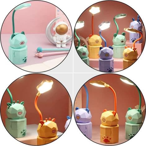USB tegneserie nattlys, oppladbart LED nattlys, grønn bjørneform, leselys for studenthybler