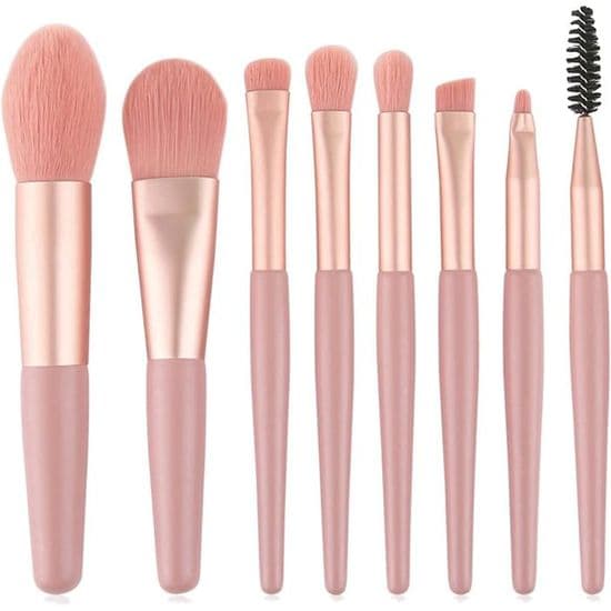 Øjenmakeupbørster, 8 stk. Foundationbørste Rensebørste Blushbørste Professionelt Flydende Foundation Sæt (Pink)