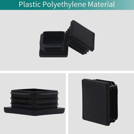 Fyrkantiga ändlock 40x40 mm för rör, 12 stycken, svart plast, staketstolpslock, rörskydd, skyddslock