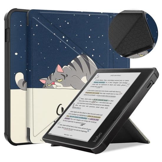 Stødsikkert etui til KOBO Libra Colour eBook Reader med foldestativ, beskyttelsescover LM