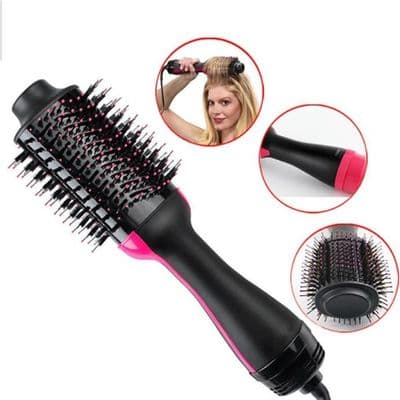 Hårtørrerbørste - Salon - Varmluft - 1000W - Sort/Pink - Luftioniserer