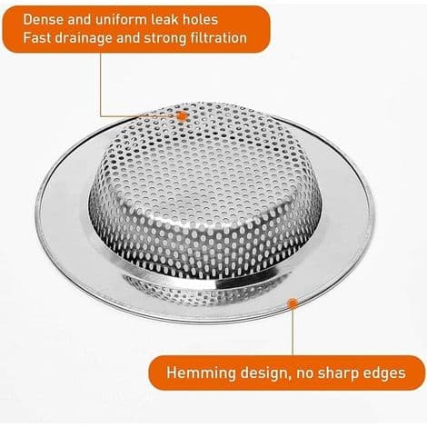 Køkkenvaskesi, vaskesi i rustfrit stål, køkkenvaskrist, tykkere, udvendig diameter 112 mm / 4,4 tommer (stor størrelse)